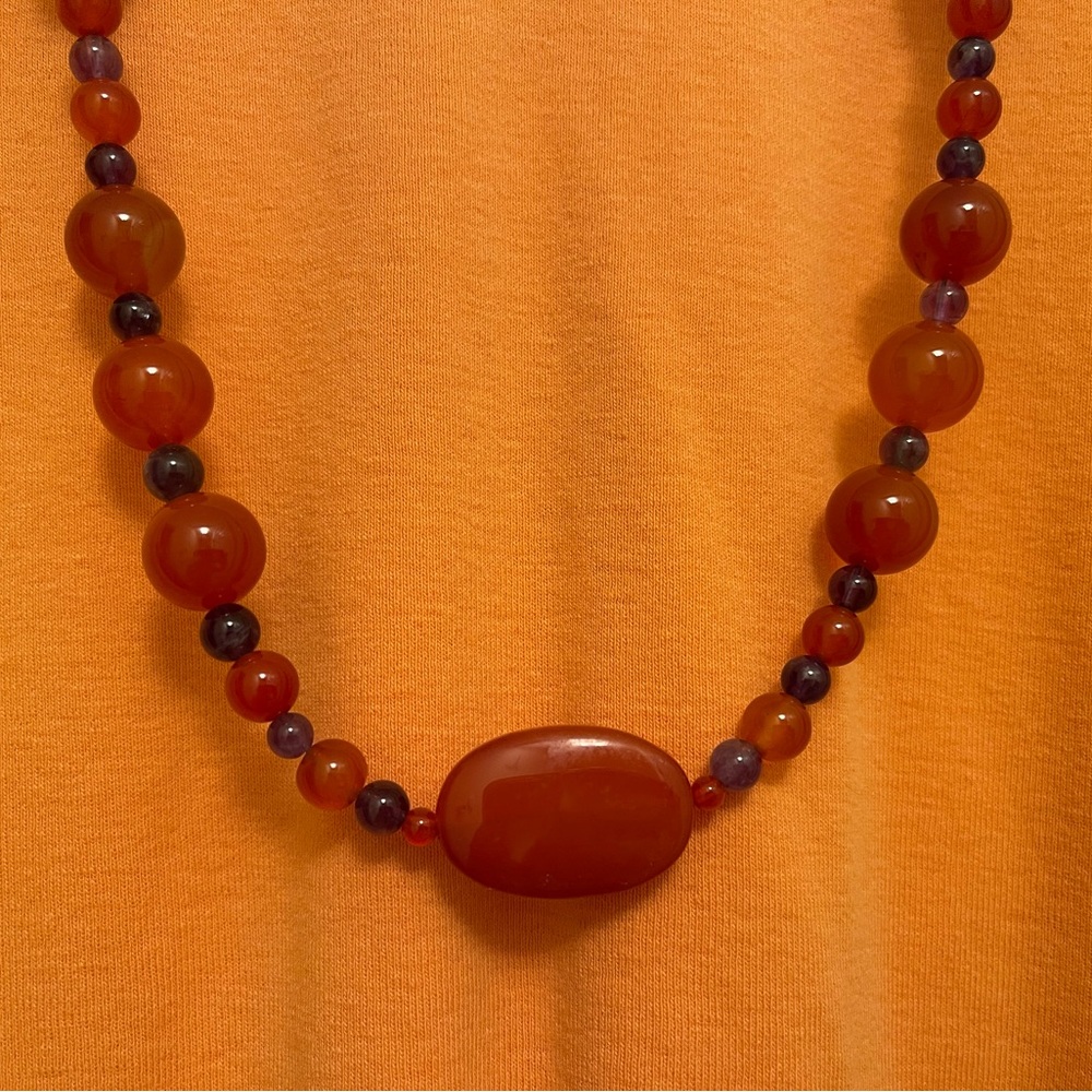 Jay King 925 Agate and Amethyst Beaded Necklace